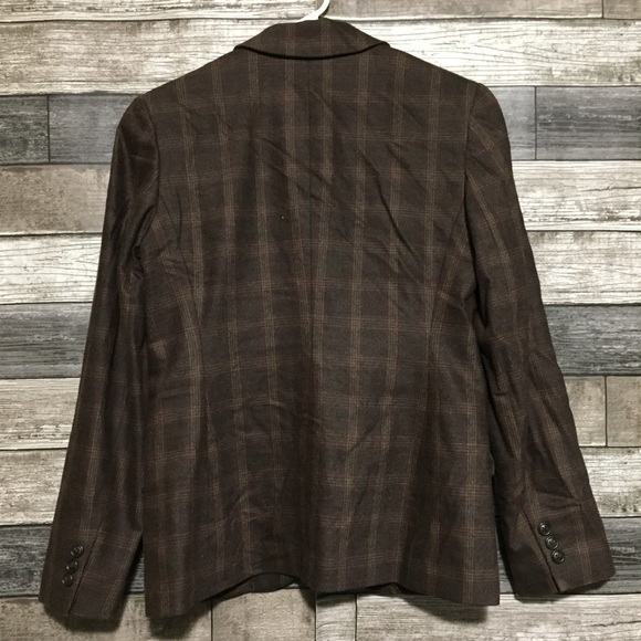 Lands End Plaid Wool Cashmere Blazer Women’s 4 Brown 3 Button. - Picture 5 of 10